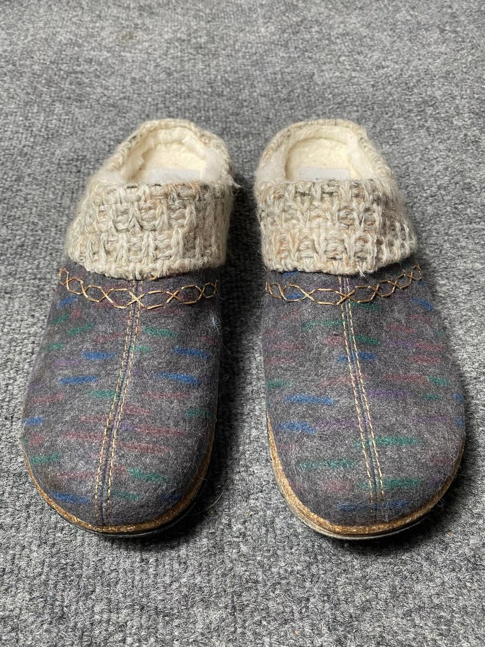 Earth Origins Elana clogs in grey, cozy knit collar and faux fur lining -W 8.5